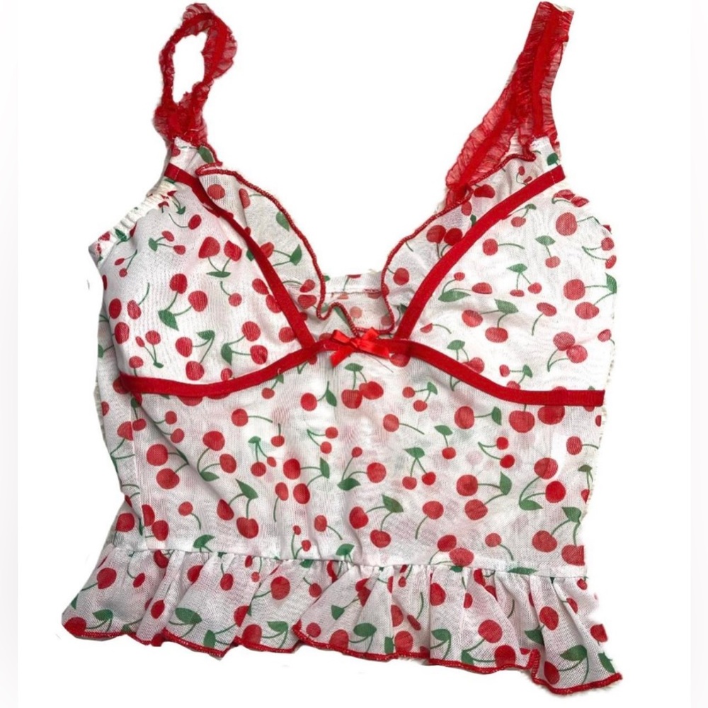 Y2K mesh cherry top 🍒